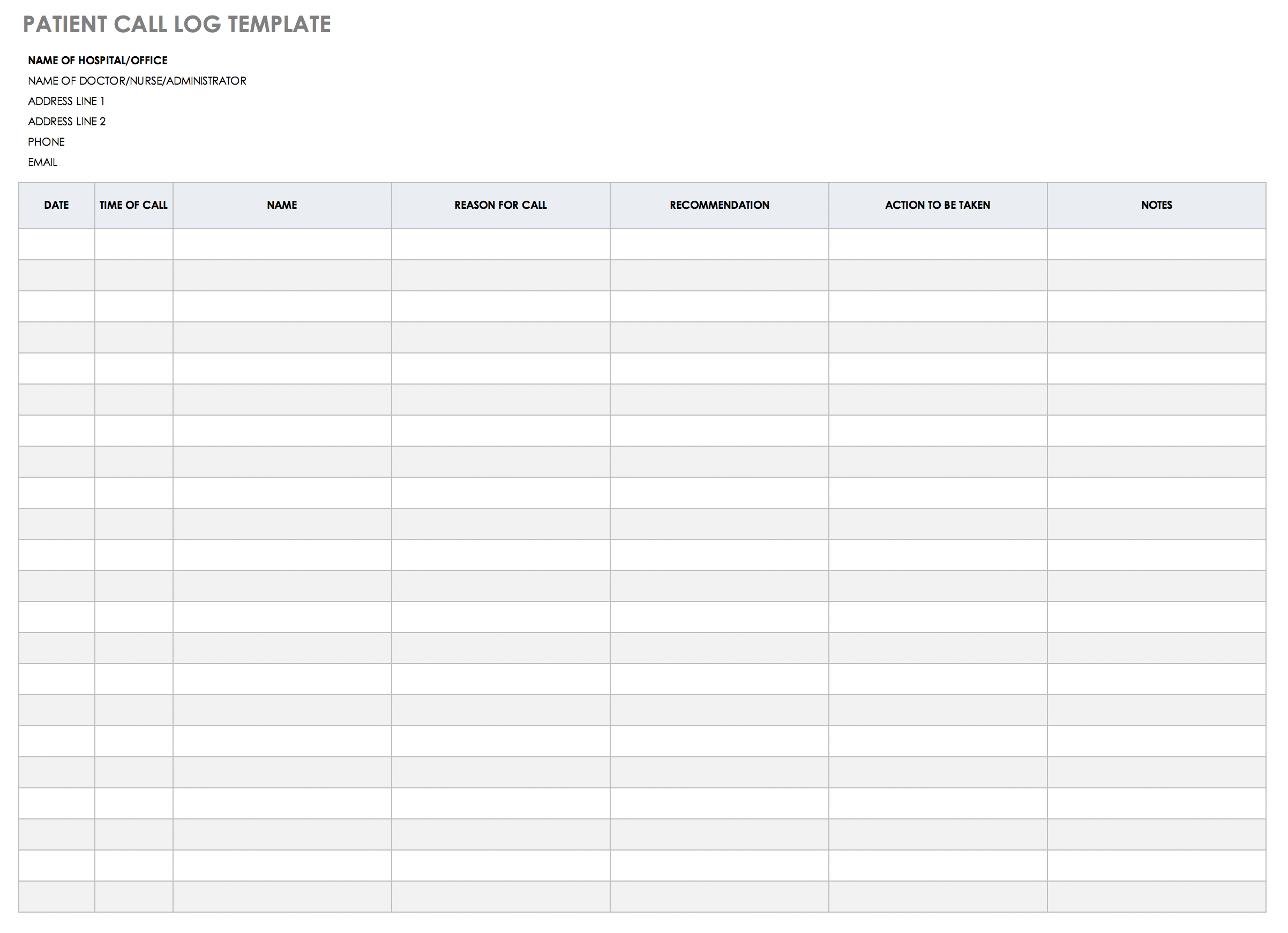 sample patient telephone message