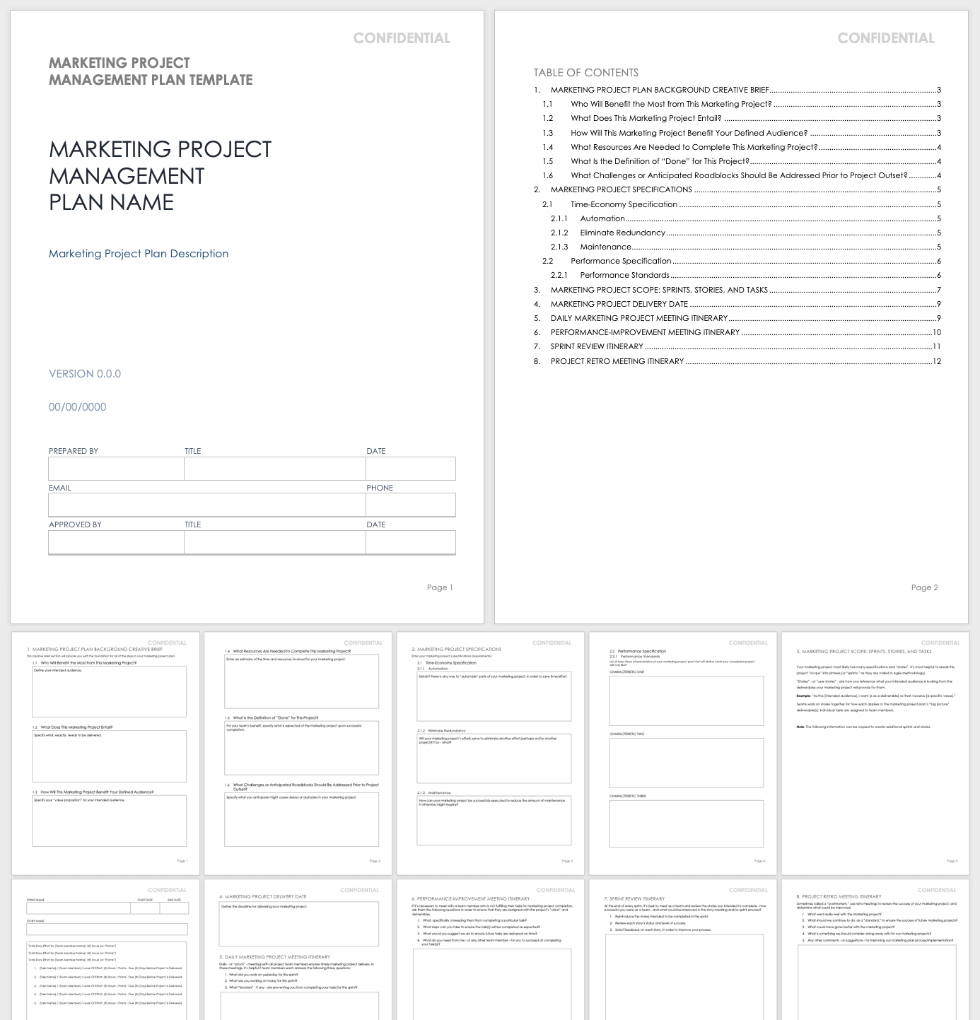 marketing project management template