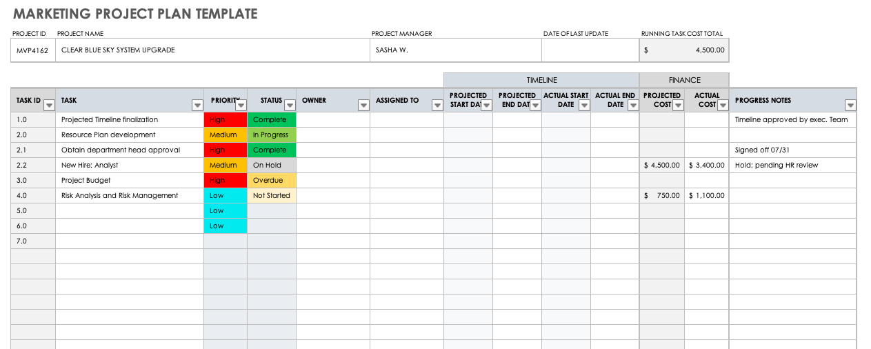 marketing project planner