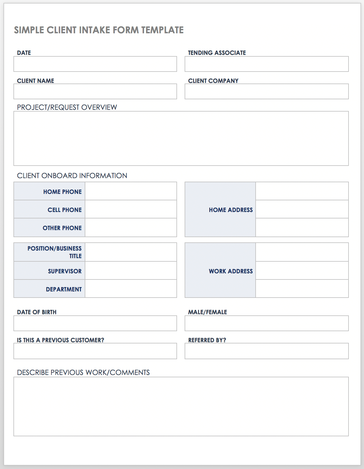 Free Client Intake Templates And Forms Smartsheet 7952