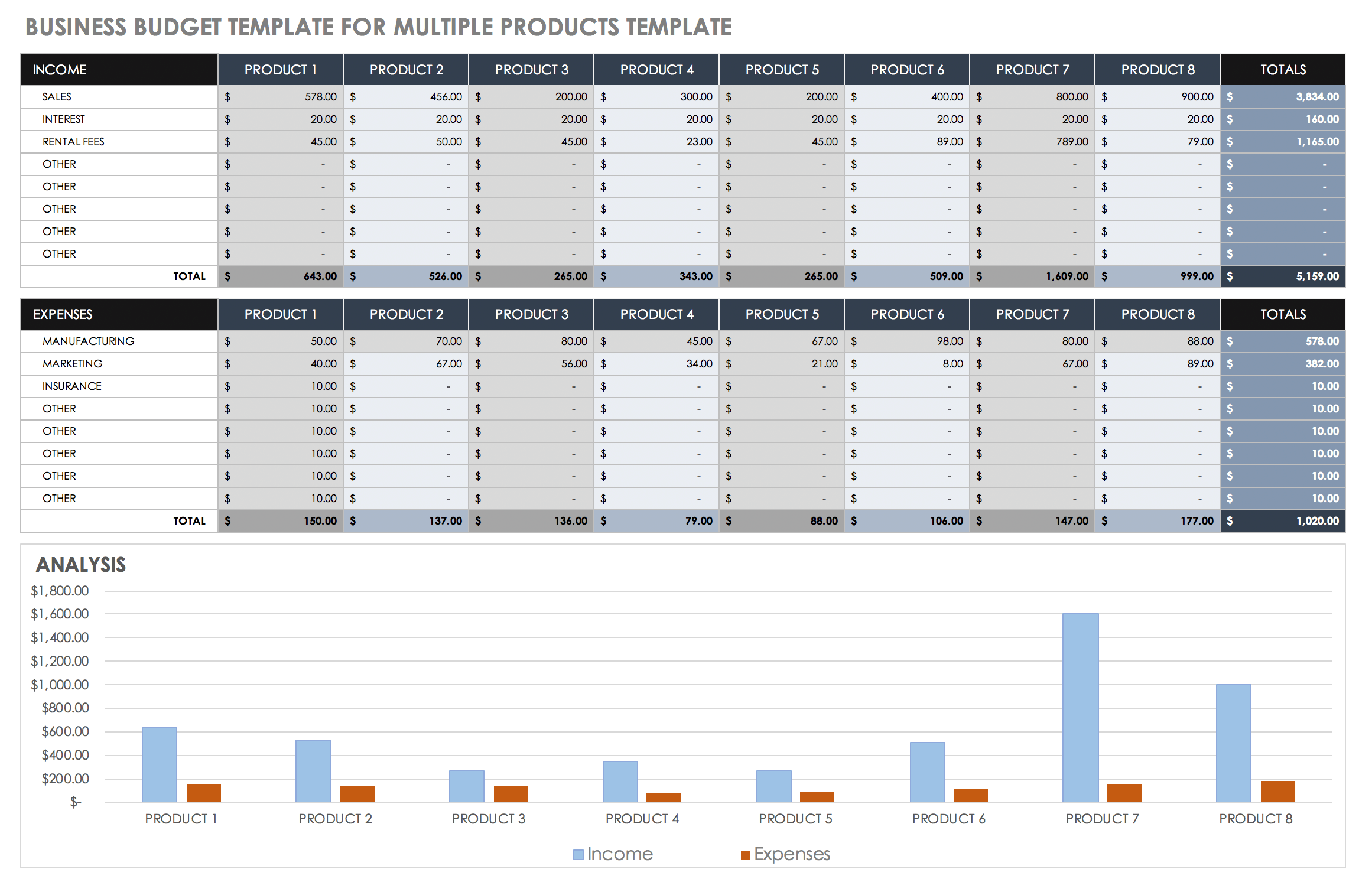 budget for business plan template xls