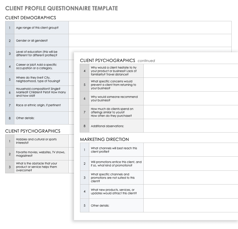 Free Client Profile Templates | Smartsheet