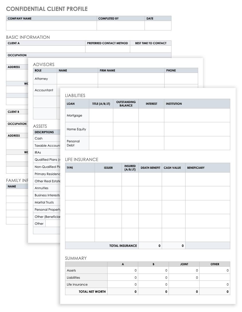 Confidential Client Profile Template