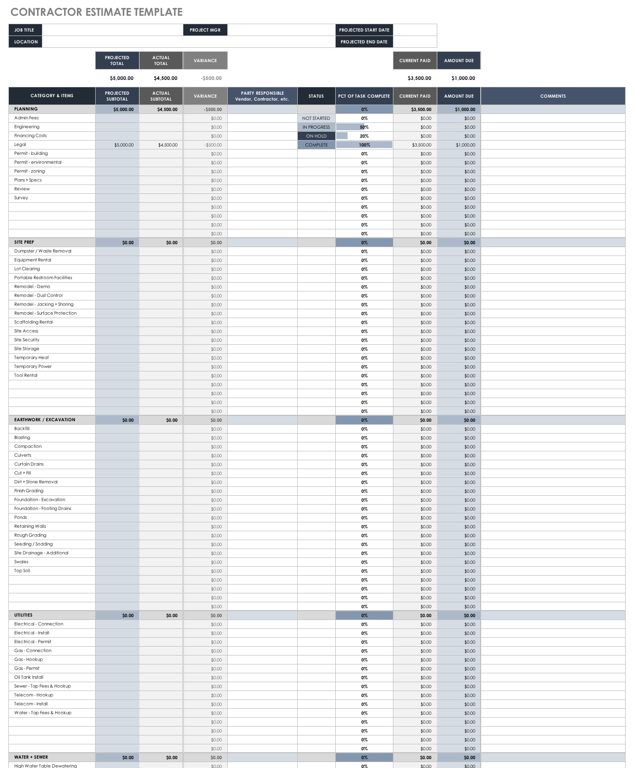 Free Construction Quote Templates Smartsheet