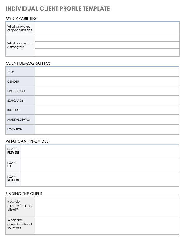 Free Client Profile Templates Smartsheet