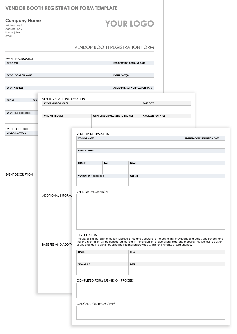 Vendor Booth Registration Form Template