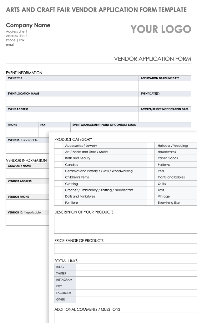 Free Vendor Application Forms Templates Smartsheet