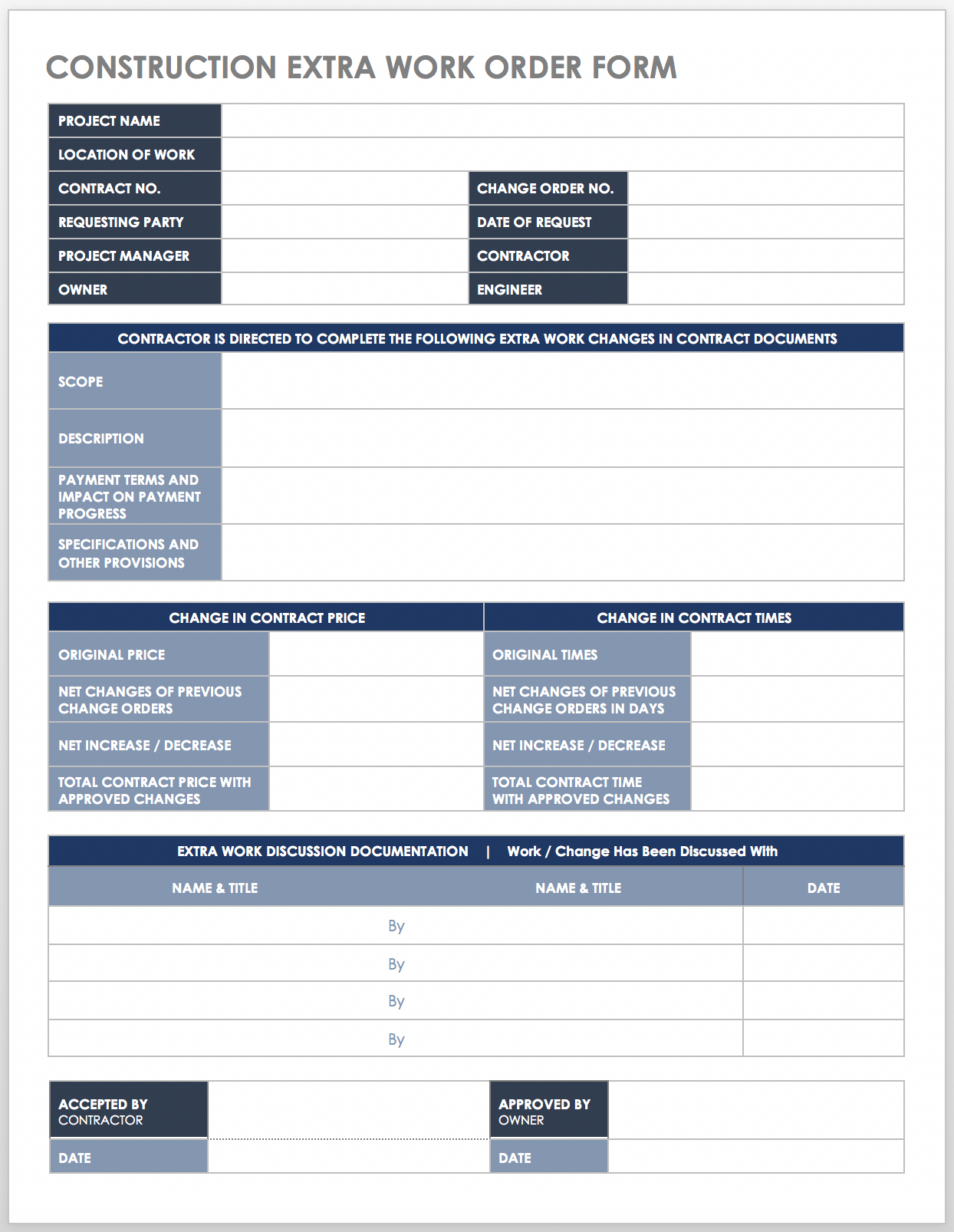 Construction Forms Templates Free Download