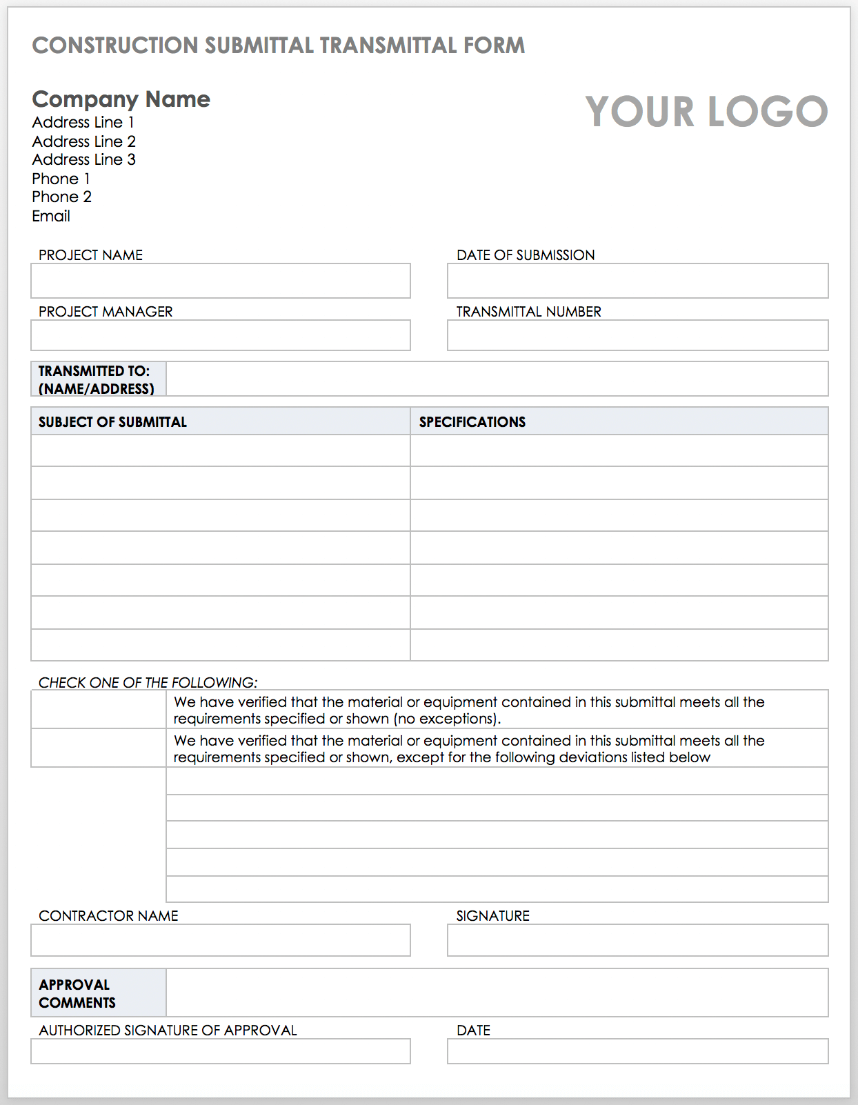 Project Submittal Template