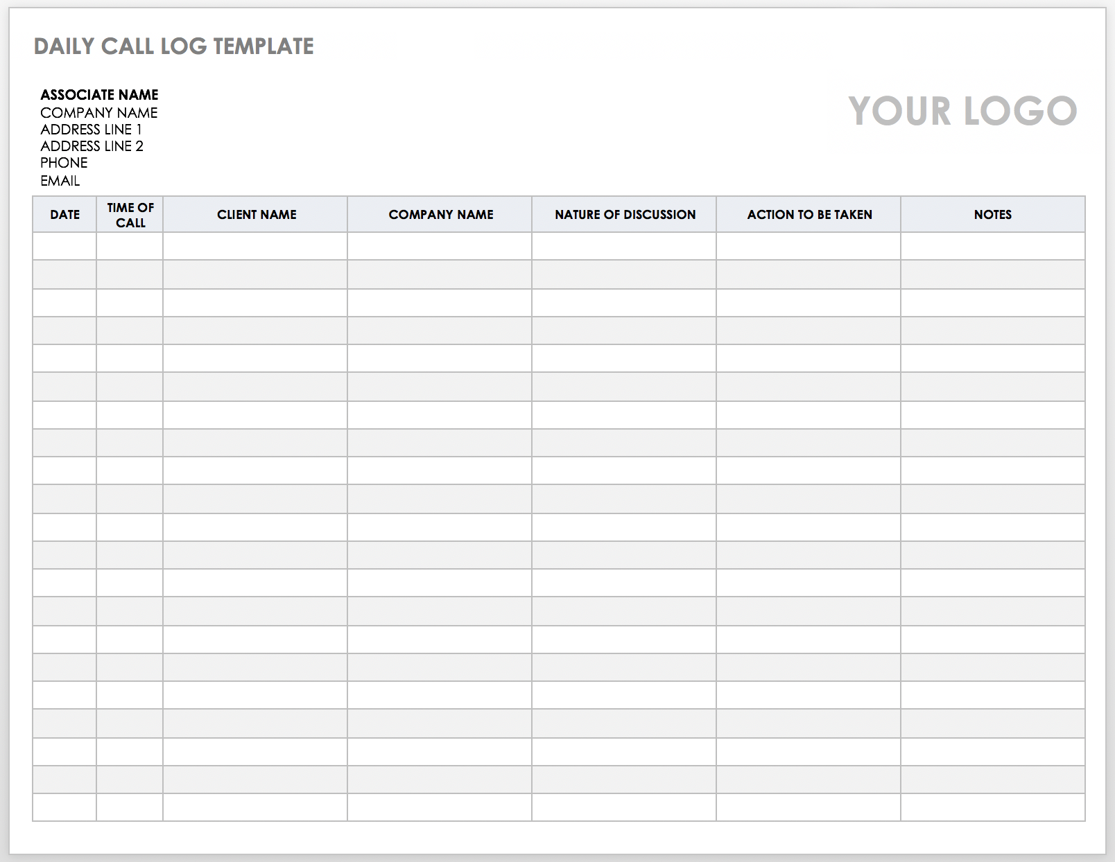 Google Sheets Call Log Template 2023 Template Printable