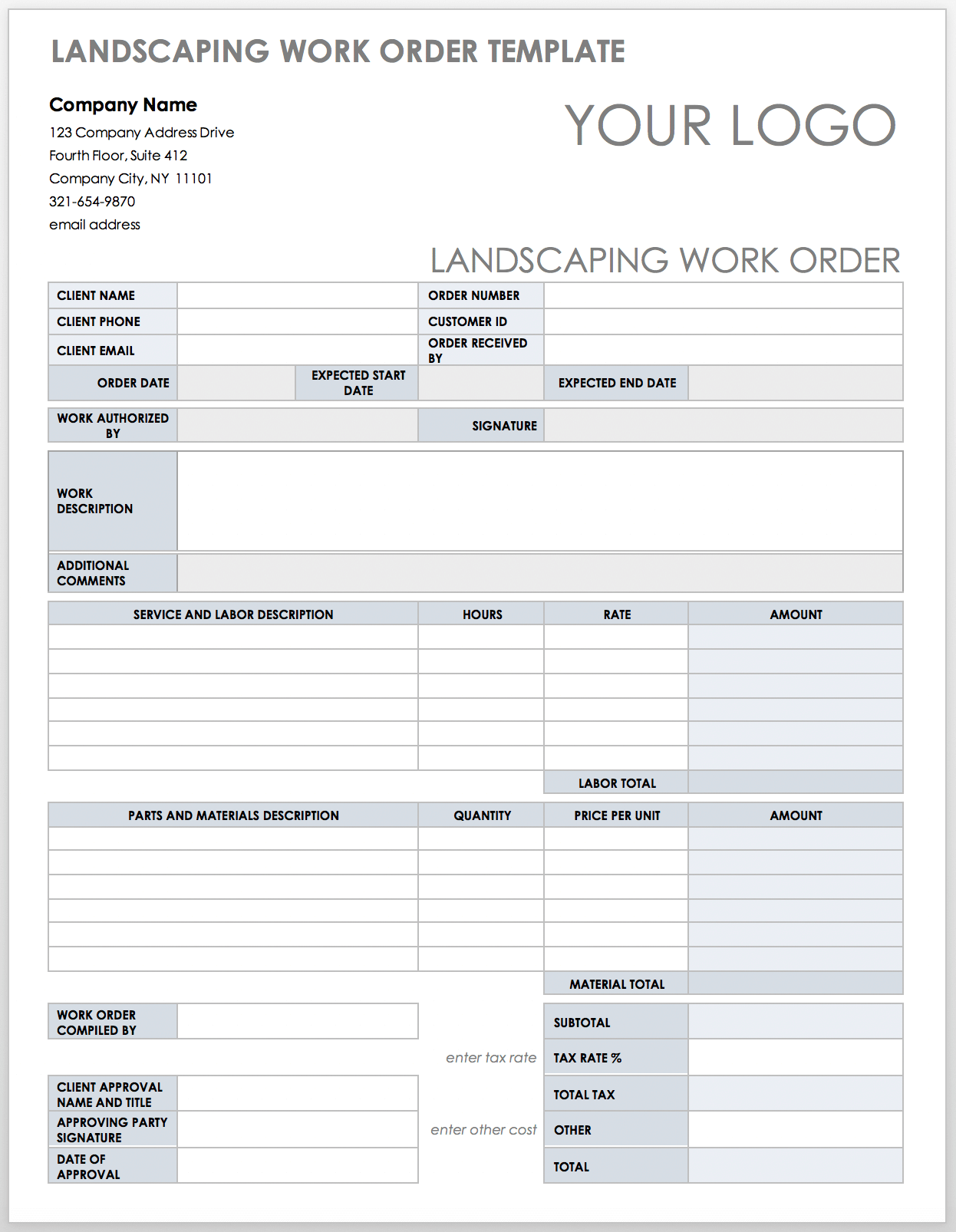 Free Construction Work Order Templates & Forms Smartsheet