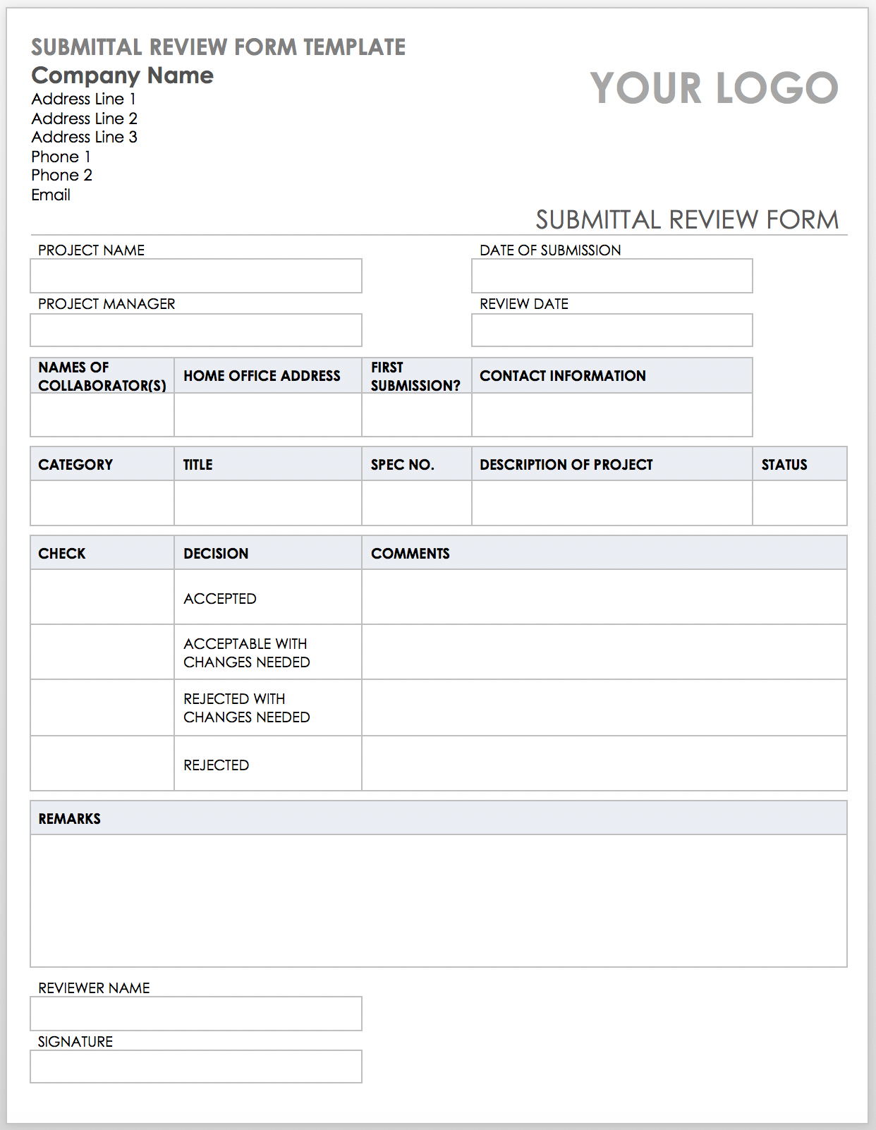 Free Construction Submittal Templates Smartsheet