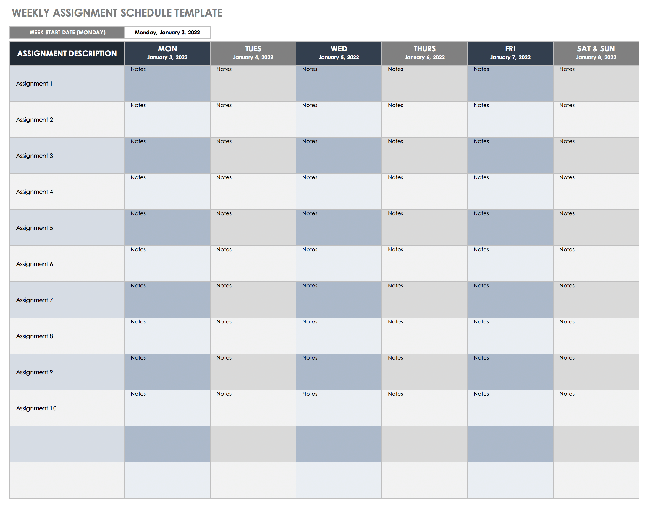 15 free weekly calendar templates smartsheet