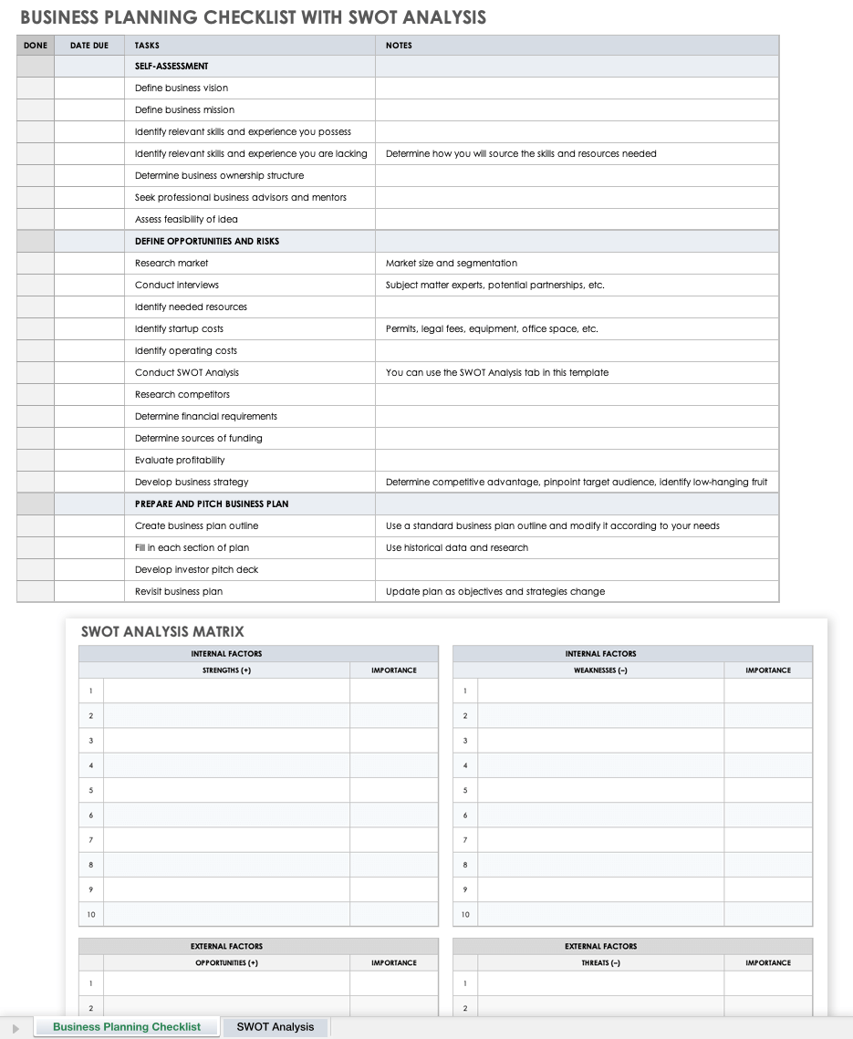 business plan excel spreadsheet template