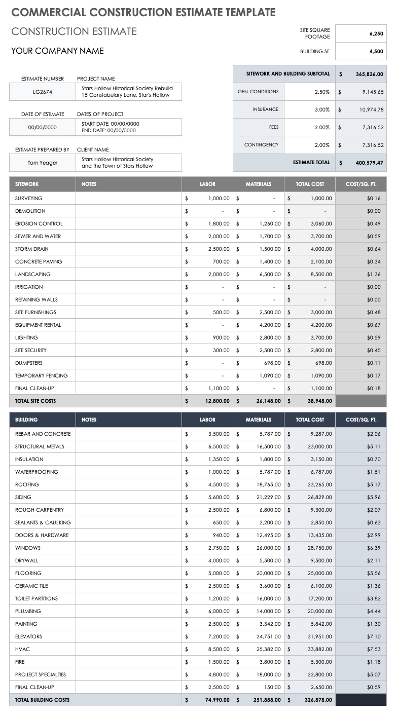 11 Free Construction Estimate Templates Pdf Doc Excel Premium