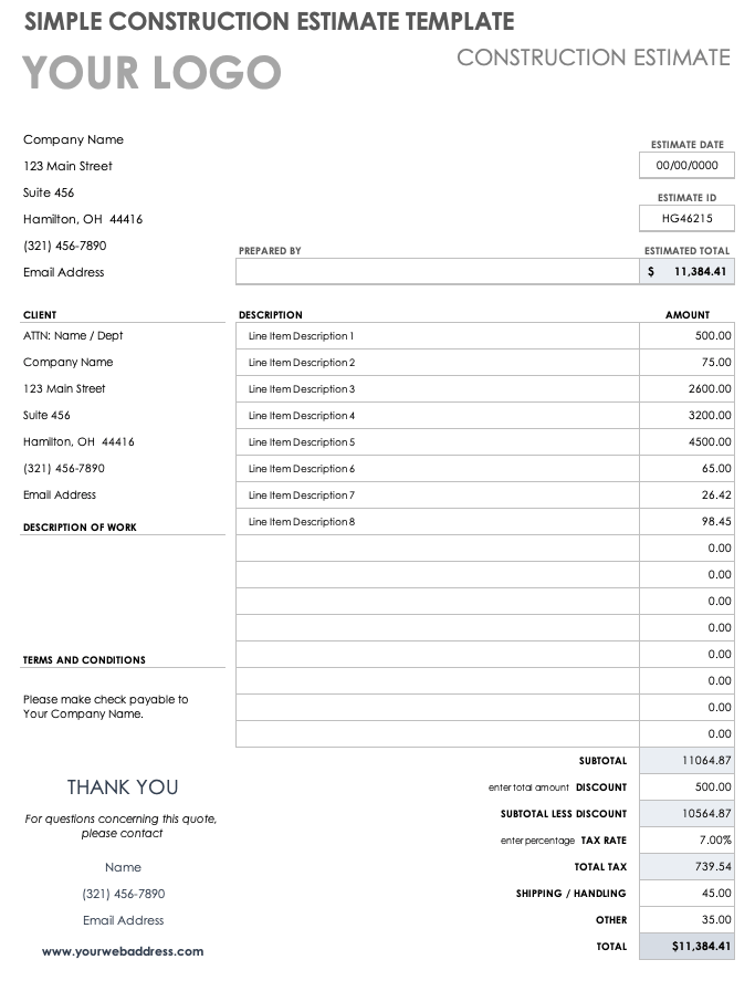 Masonry Estimate Template StephanieClinkscales Blog