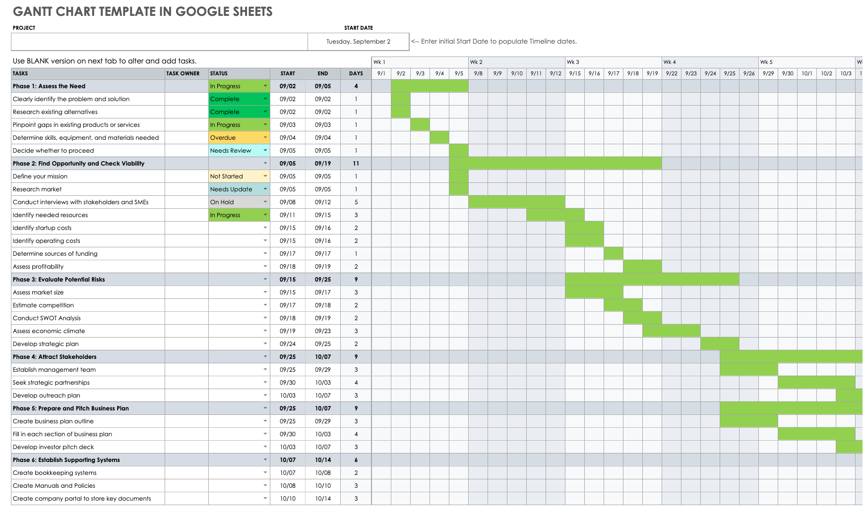 microsoft project on google sheets