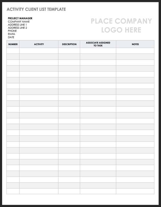 Free Client Customer List Templates Smartsheet