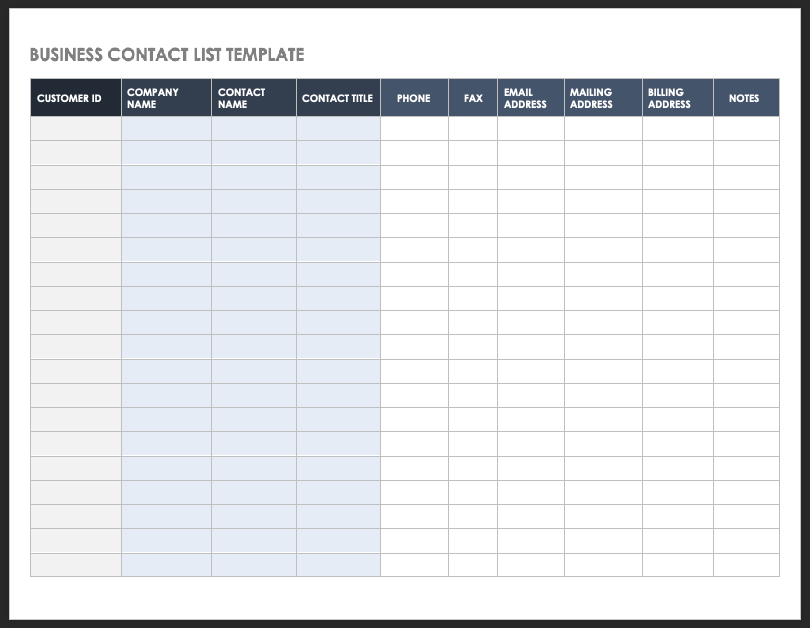 Address Spreadsheet Template For Contact List Template In Excel Free To