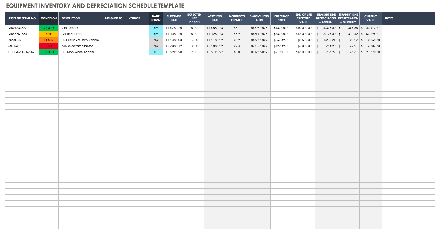 Free Equipment Schedule Templates Smartsheet