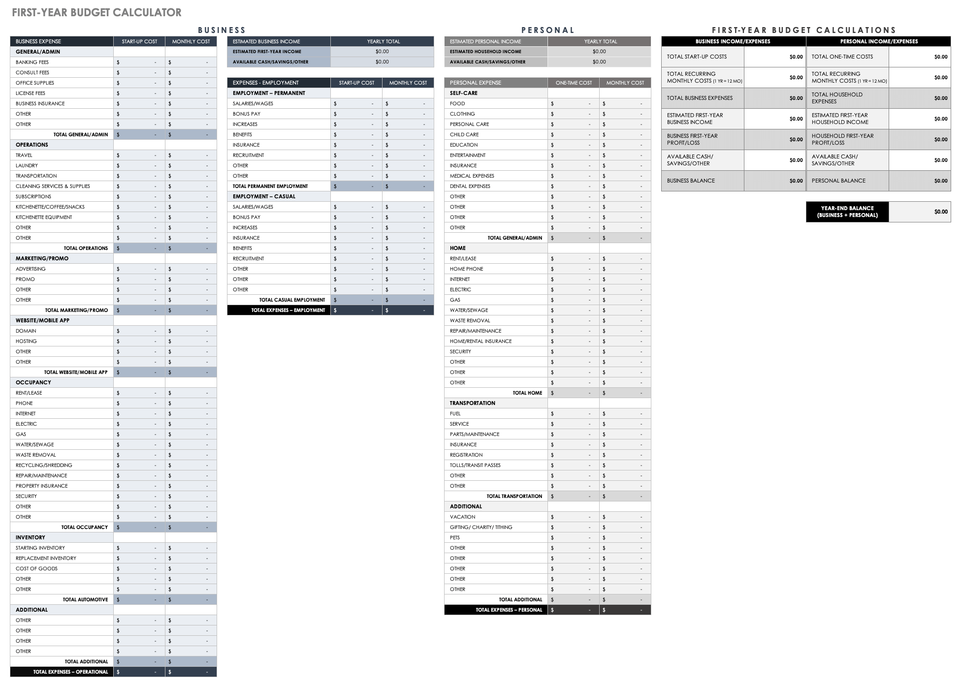 Business Costing Template