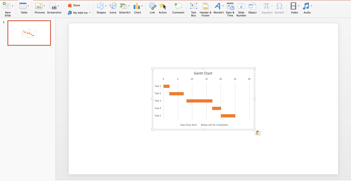 Gantt Excel in PPT