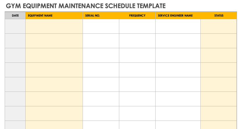 facility maintenance schedule template