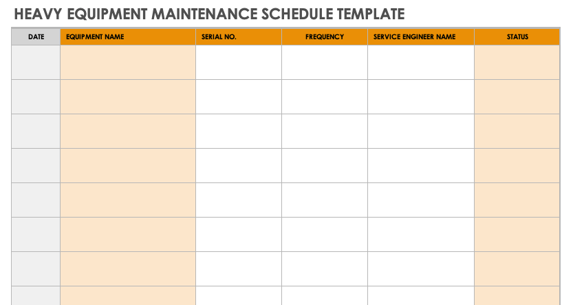 maintenance checklist template excel