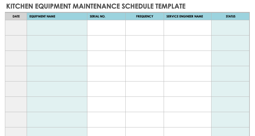 maintenance schedule template excel