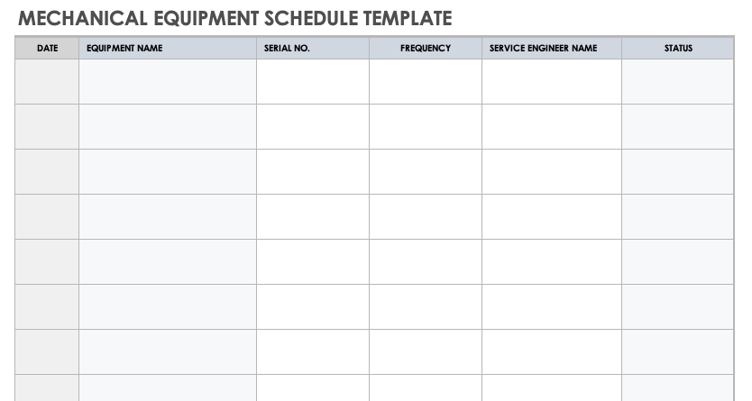 facility maintenance schedule template