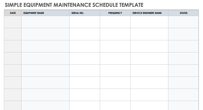 facility maintenance schedule template