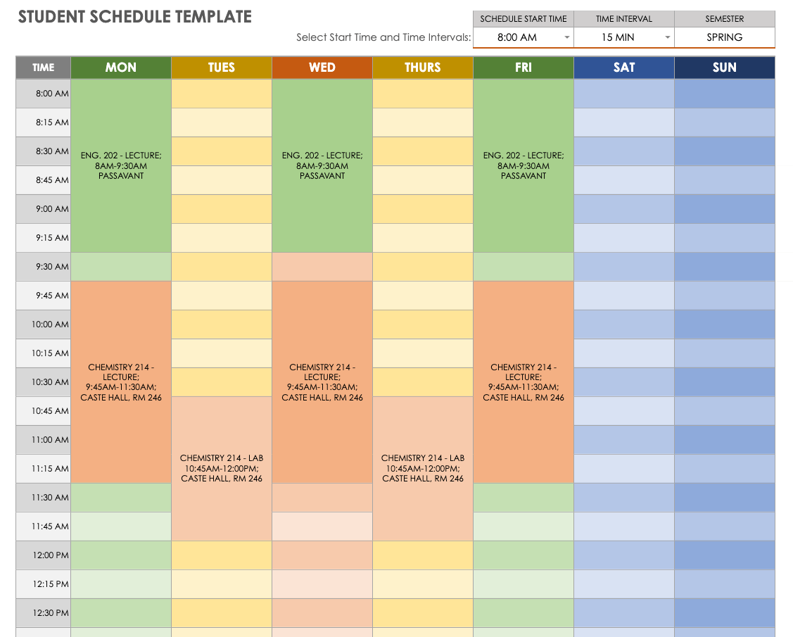 daily schedule template google docs