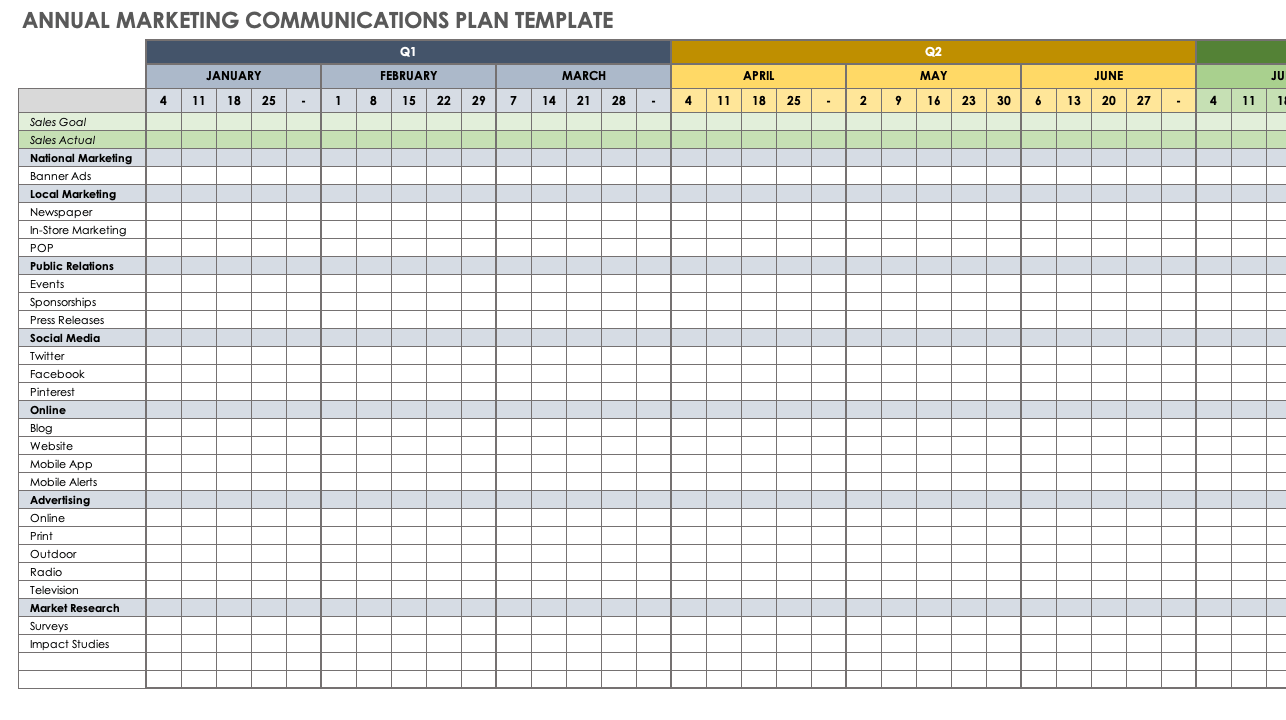 communication plan template excel