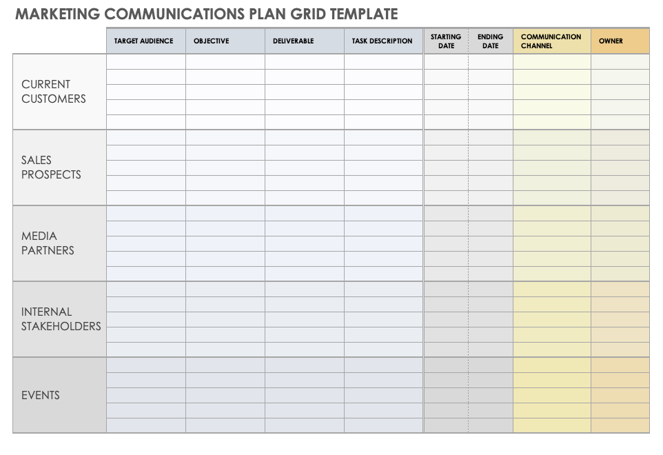 Free Marketing Communications Plan Templates Smartsheet