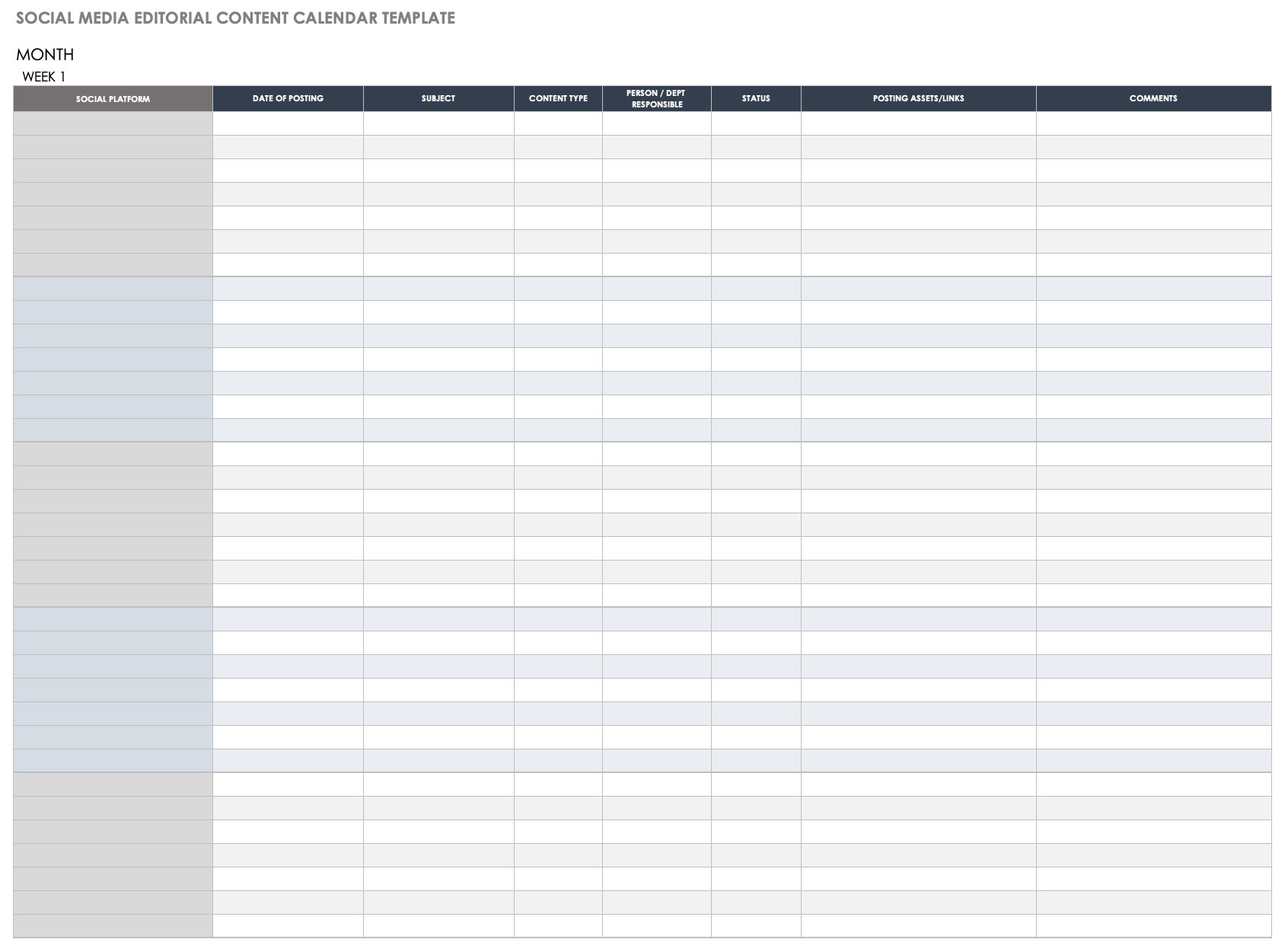 Free Social Media Editorial Calendar Templates Smartsheet (2022)