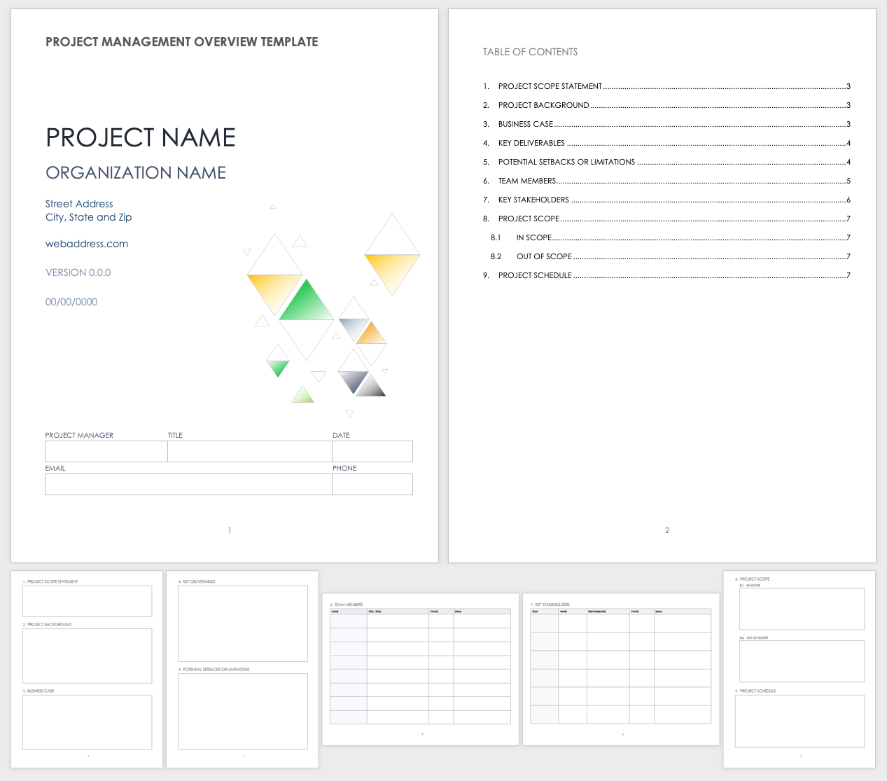 Free Project Overview Templates