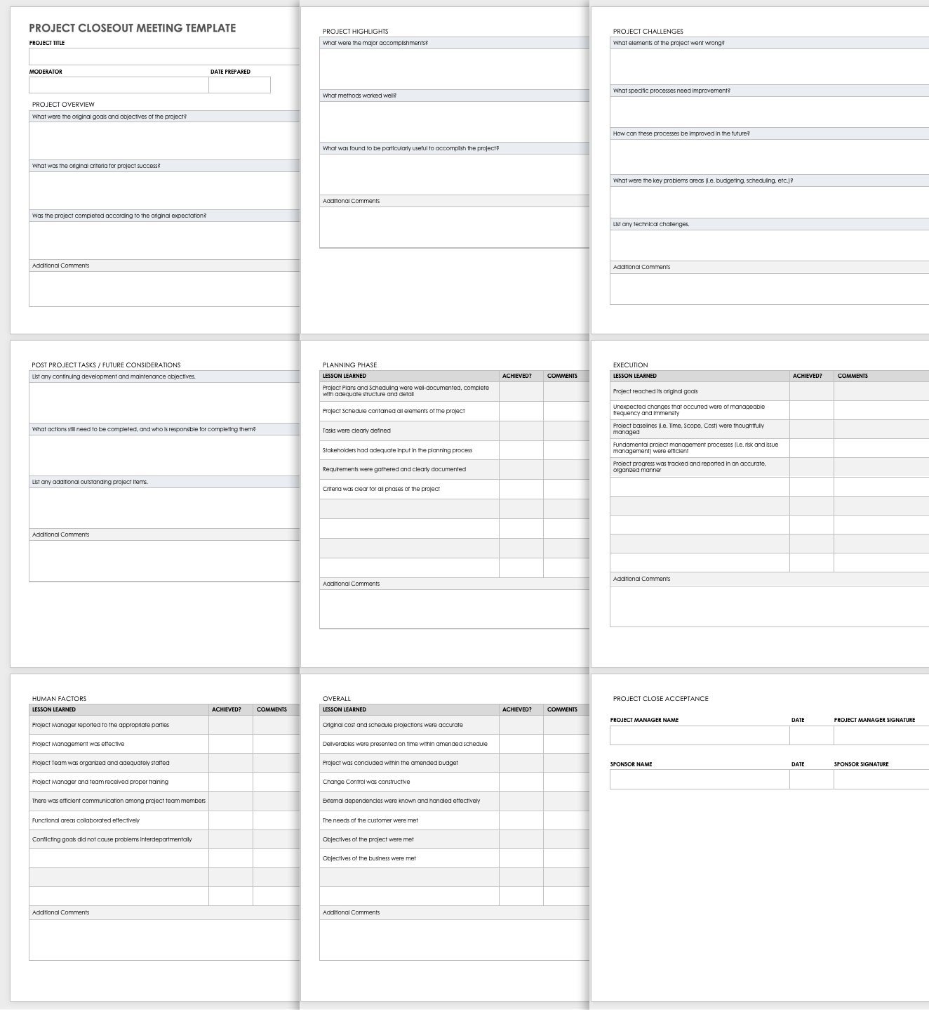 Free Project Closeout Templates Smartsheet