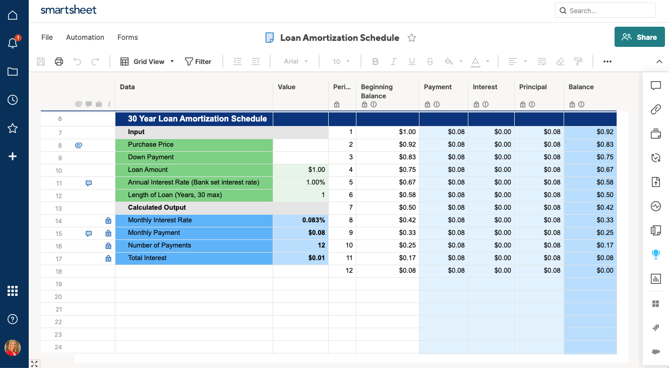 How To Create An Amortization Schedule Smartsheet 2773