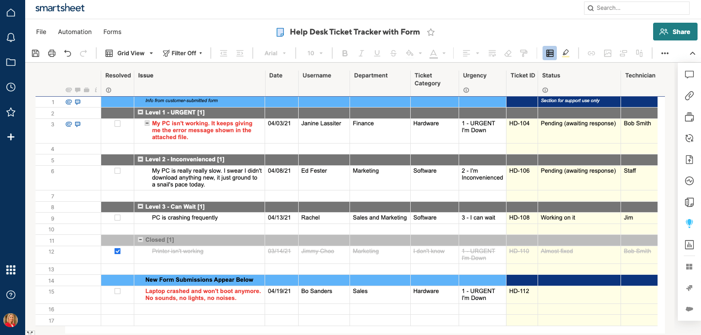 smartsheet gantt chart template