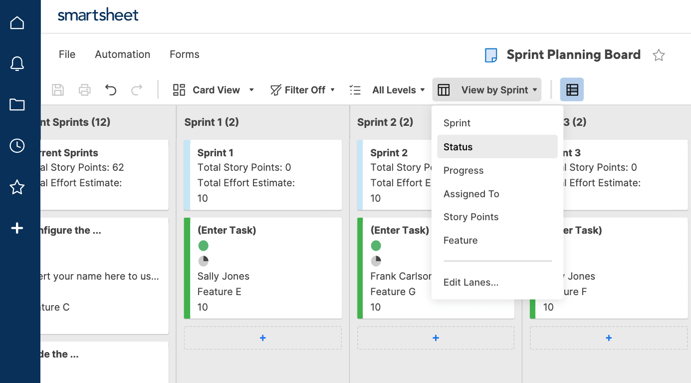 Card view option in Smartsheet