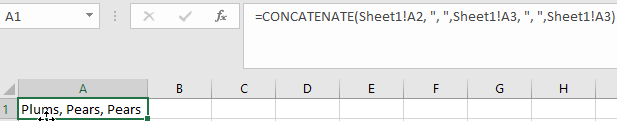 Concatenate with commas Excel