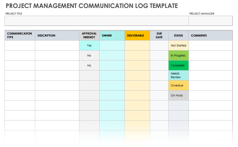 communication plan template excel