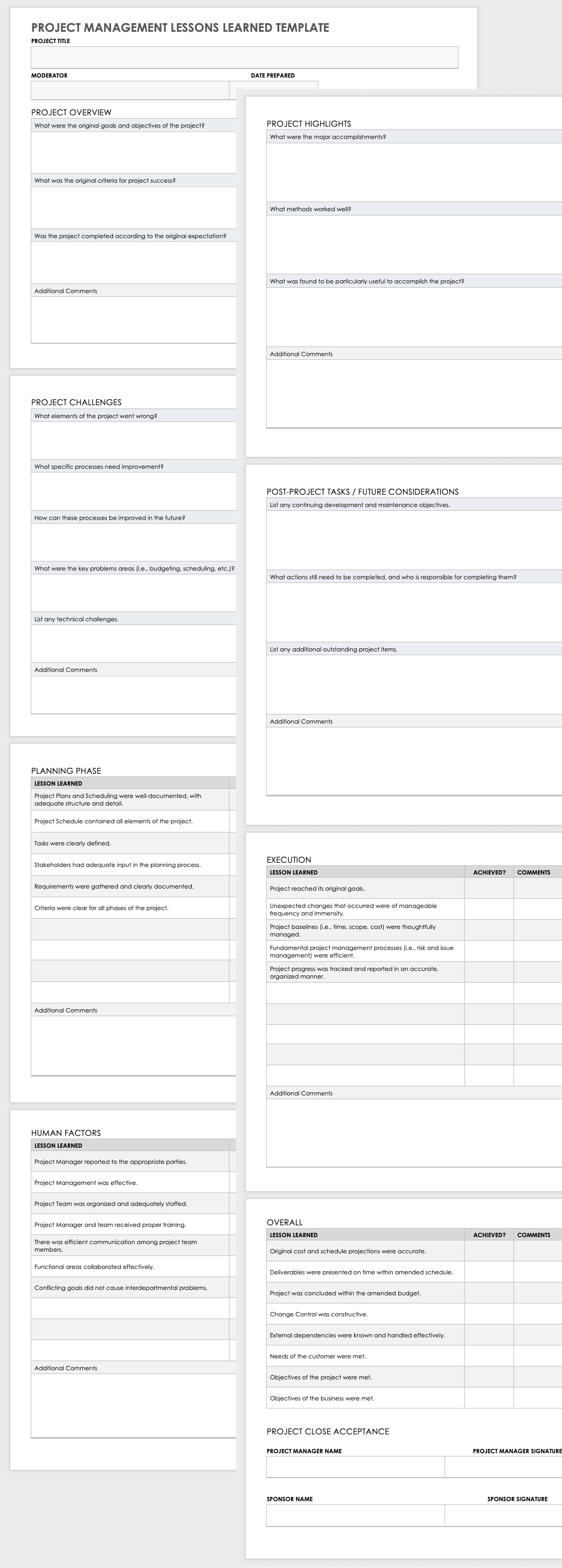 Free Project Management Lessons Learned Templates  Smartsheet