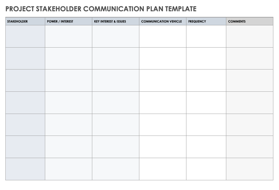 communication plan template excel