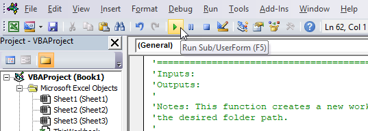 Run Sub User Form Excel