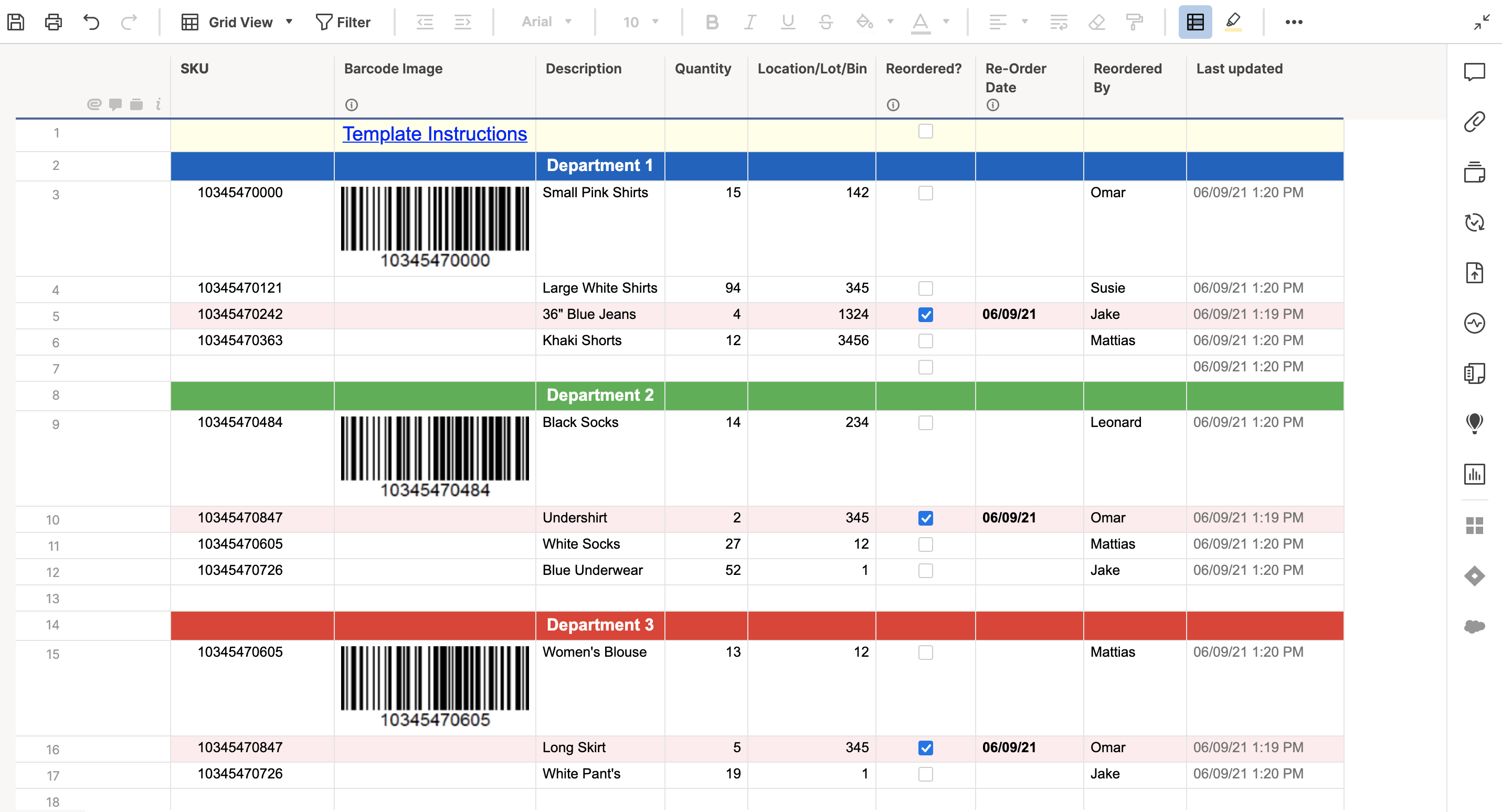 Counting Inventory With Barcode Scanner Excel Template