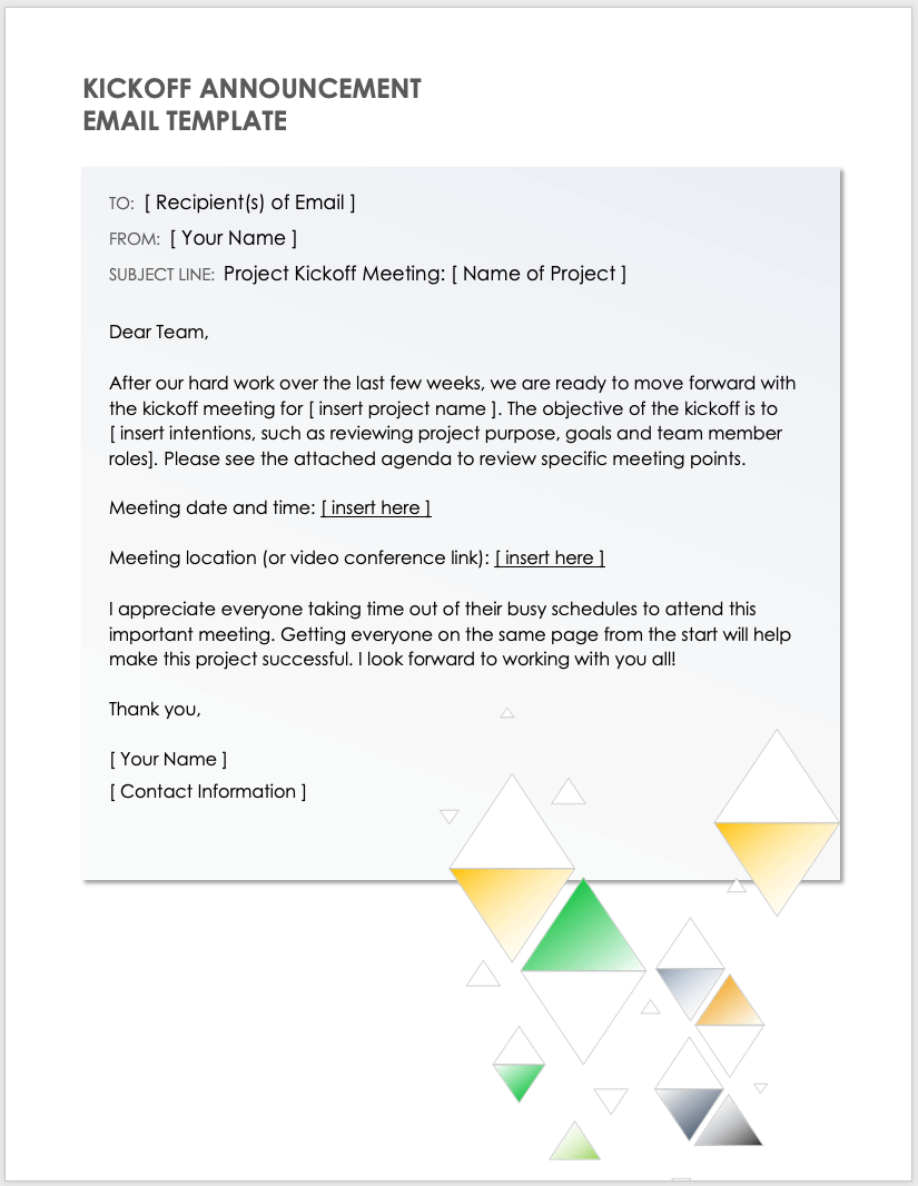 Project Kickoff Email Template