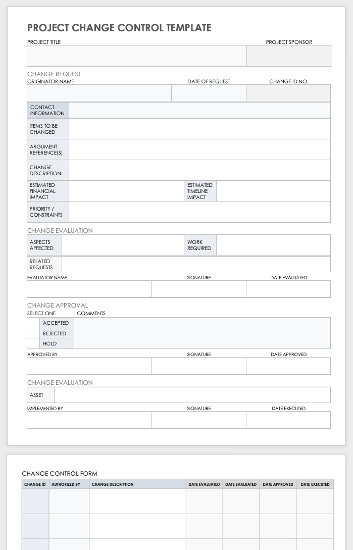 Change Control Template Word