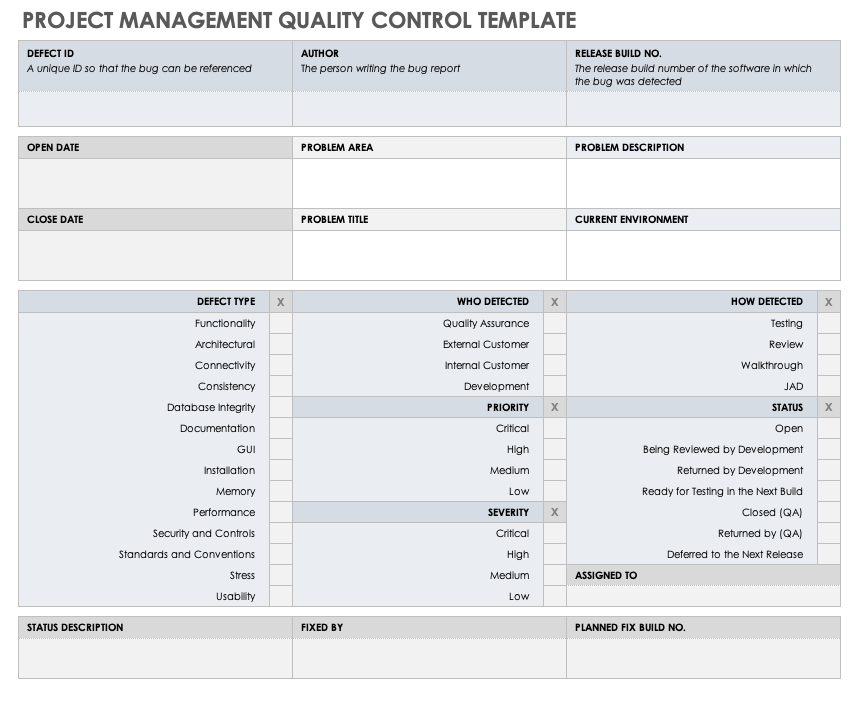 Construction Quality Control Plan Template Excel