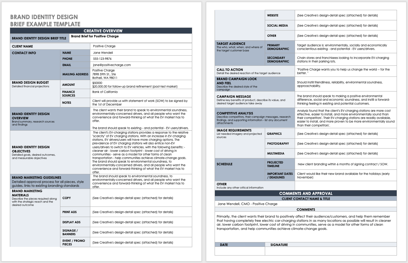 Free Brand Brief Templates Smartsheet